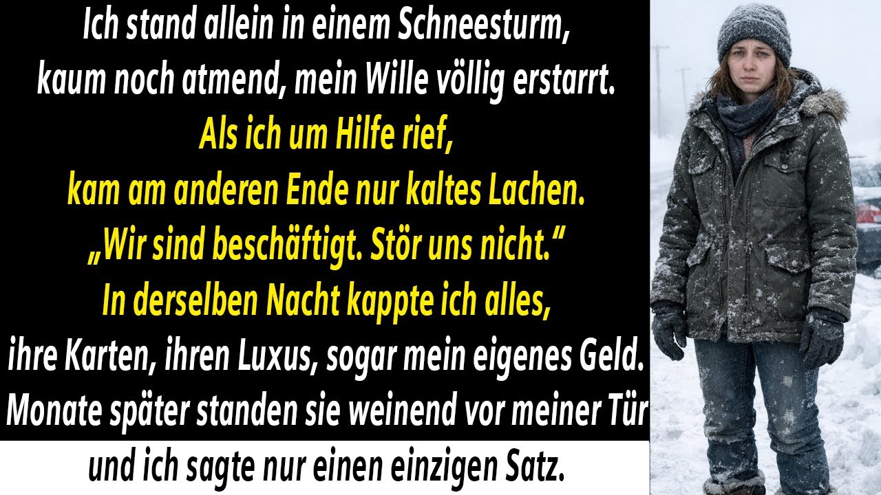 ALLEIN IM SCHNEESTURM BRACH ICH DEN KONTAKT AB — ALS SIE BETTELTEN, SAGTE ICH EINEN SATZ