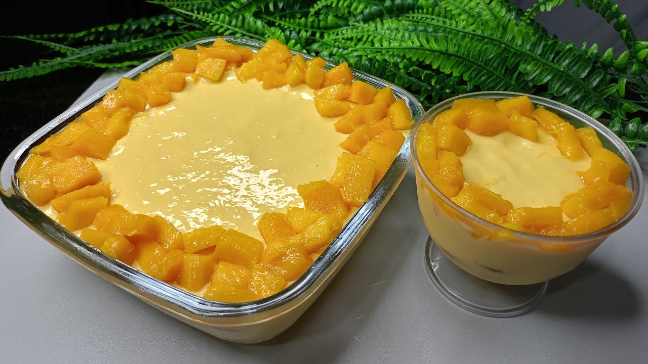 COMO FAZER PAVÊ DE MANGA CREMOSO E REFRESCANTE  SOBREMESA FÁCIL E DELICIOSA!