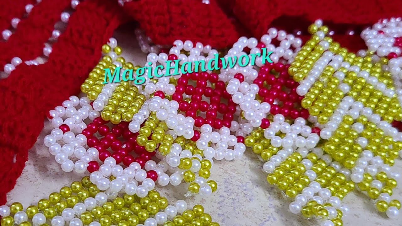 💖 पूजामंदिर के लिए देवघर मोती तोरण, Bandhanwar, DIY Door Hanging, Peral beaded mango leaf & Flower