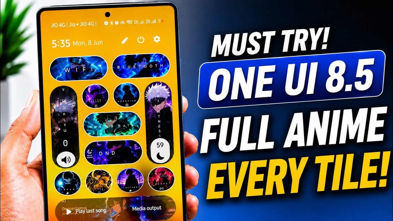 Сделайте свою панель быстрого доступа One UI 8.5 такой! 🔥 Аниме-настройка