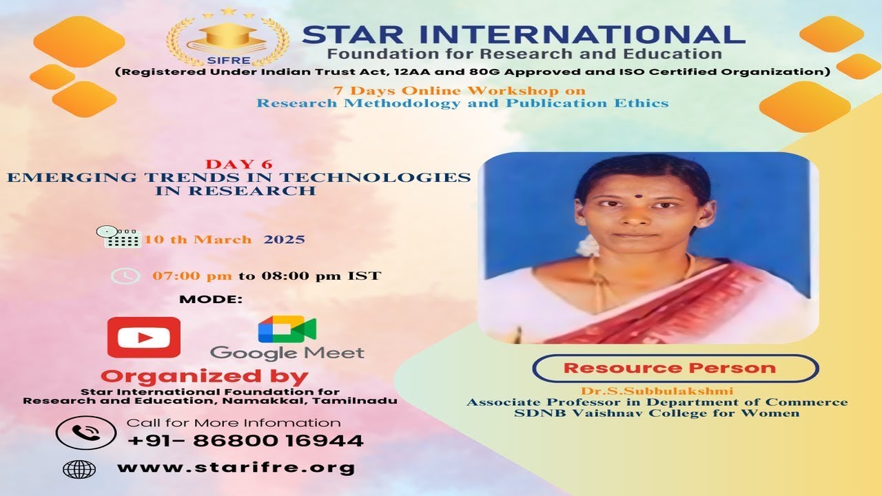 7 DAYS ONLINE WORKSHOP ON RESEARCH AND PUBLICATION ETHICHS DAY 6
