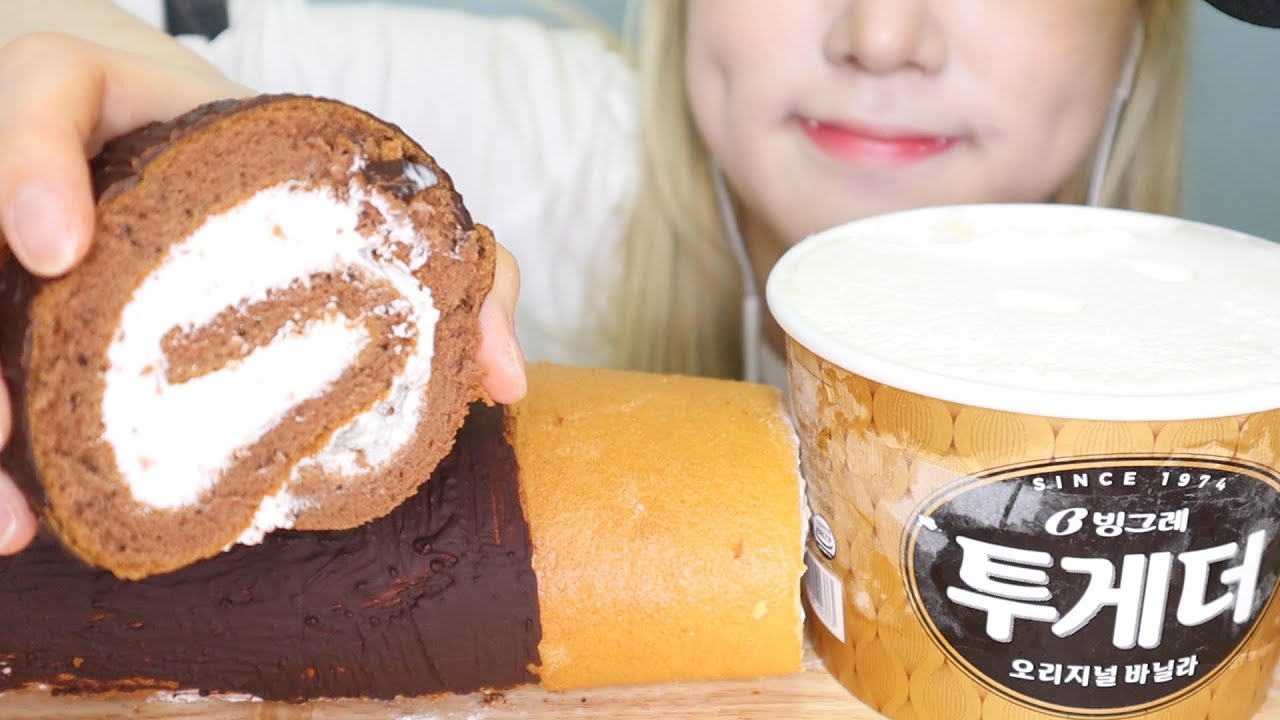 [ASMR+RECIPE] 빼빼로 롤케이크 먹방/이팅사운드 PEPERO ROLLCAKE MUKBANG/EATINGSOUNDS