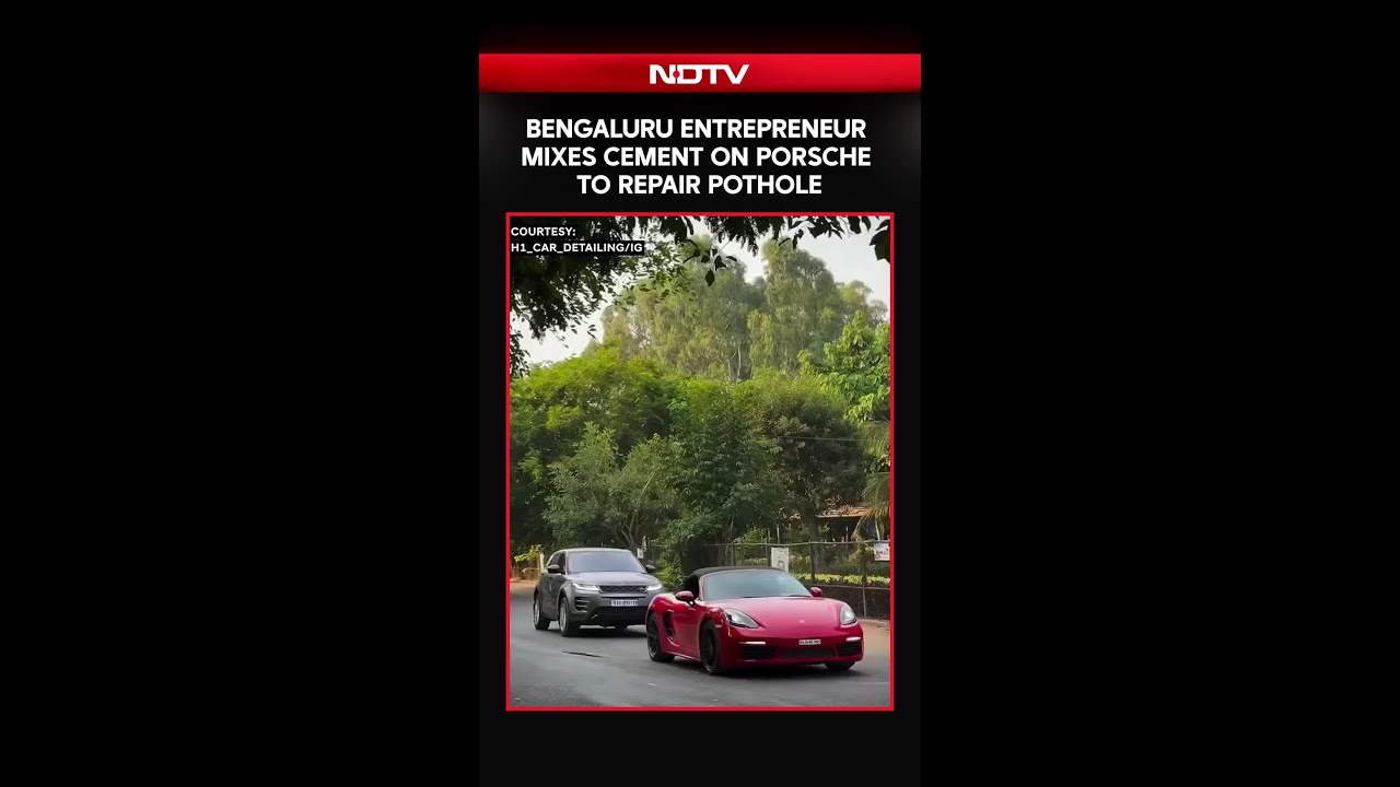 Bengaluru News | Bengaluru Entrepreneur Turns Porsche Bonnet Into Cement Mixer To Fix Pothole