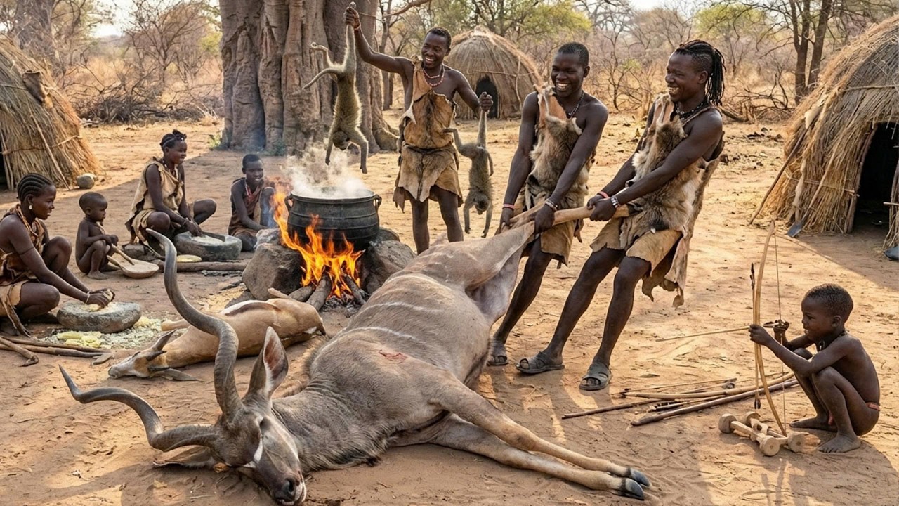 Охота племени хадзабе ради выживания: непростая первобытная жизнь в Африке