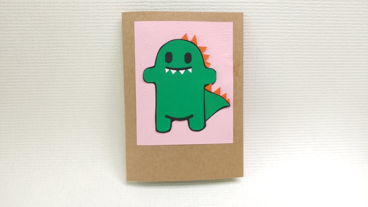 Easy Dinosaur card - DIY Dinosaur Card Ideas - Greeting cards easy
