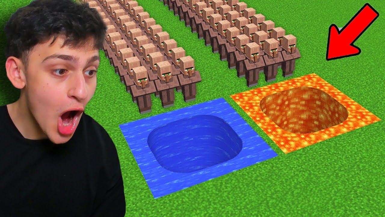 حفرة اللافا ضد حفرة الماء في ماين كرافت😨 MINECRAFT