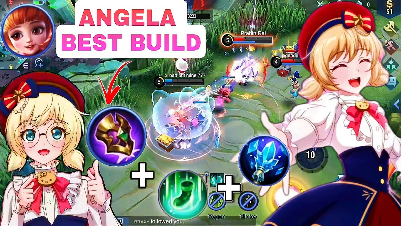 ANGELA BEST BUILD - 45% CDR, 100% Mana & Heal, Tanky, Damage. Perfect Support!🌸Heartstring Gameplay🌸