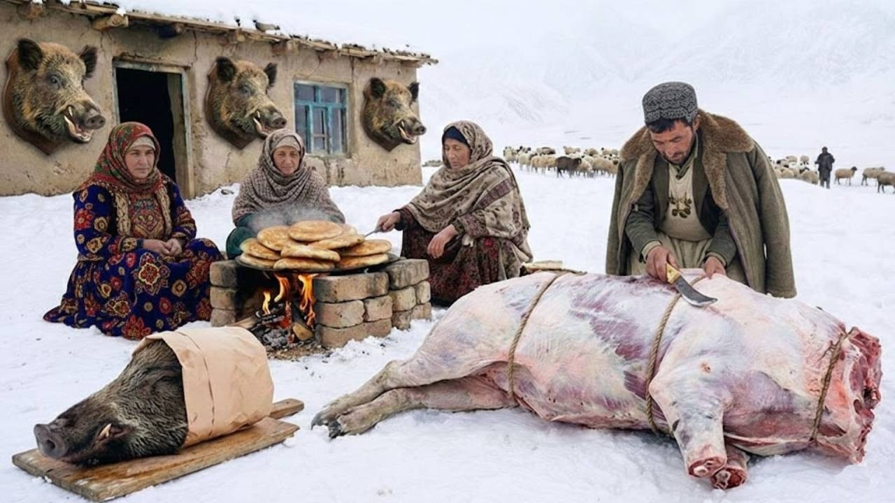 Афганистан: Выживание в Ледяных Горах — Кабанье Мясо и Хлеб на Огне