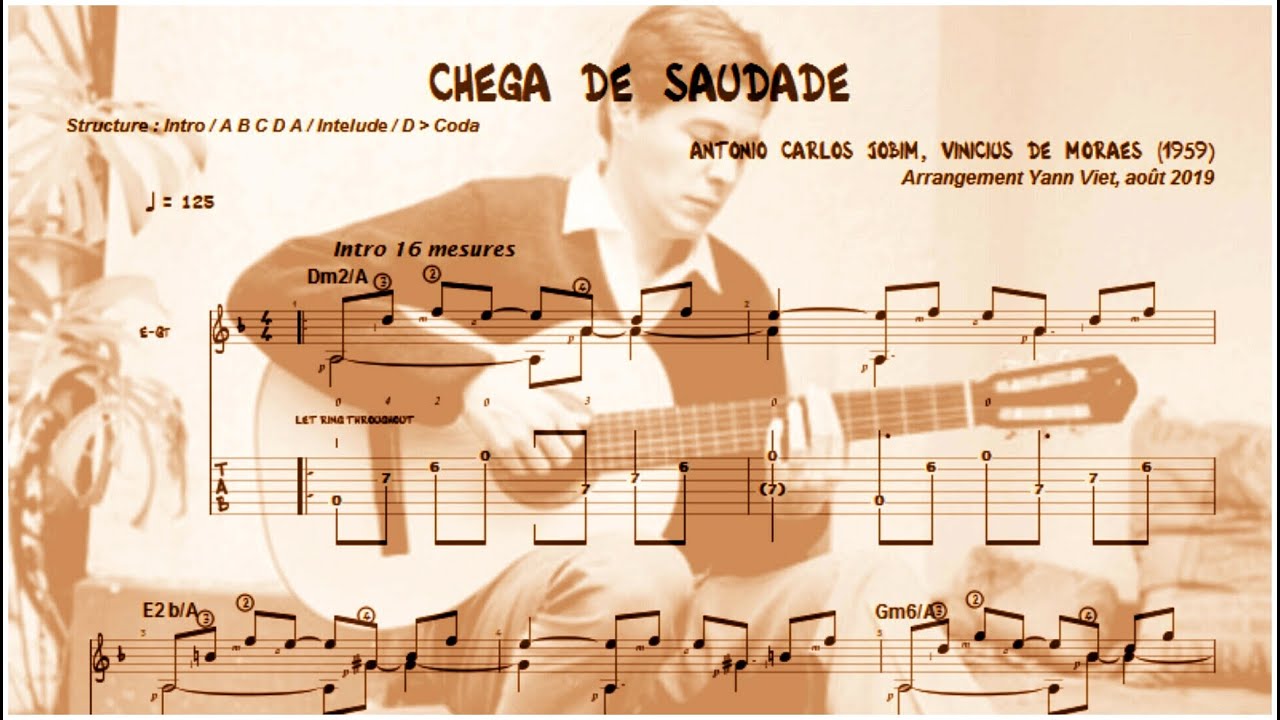 CHEGA DE SAUDADE (Jobim/De Moraes, 1959)  -guitar, arrangement, score & tablature Yann Viet-