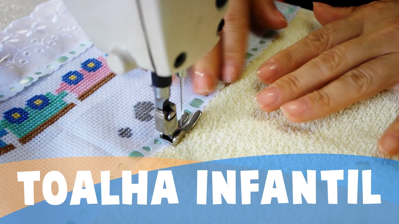 Como COSTURAR toalha infantil | Bordado inglês, passa fitas e ponto cruz