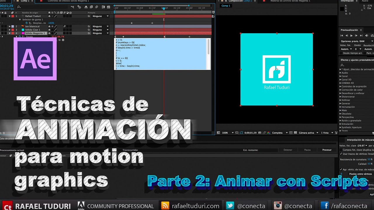Tutorial After Effects // Técnicas de animación para Motion Graphics Parte 2 (Scripts)