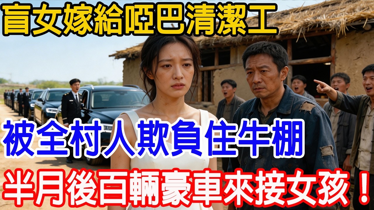 【一口氣看完】盲女嫁給啞巴清潔工，被全村人欺負住牛棚，半月後百輛豪車來接，眾人才知啞巴老公竟是全球首富獨子！結局太解氣！#故事頻道 #故事樹洞 #情感故事 #原創
