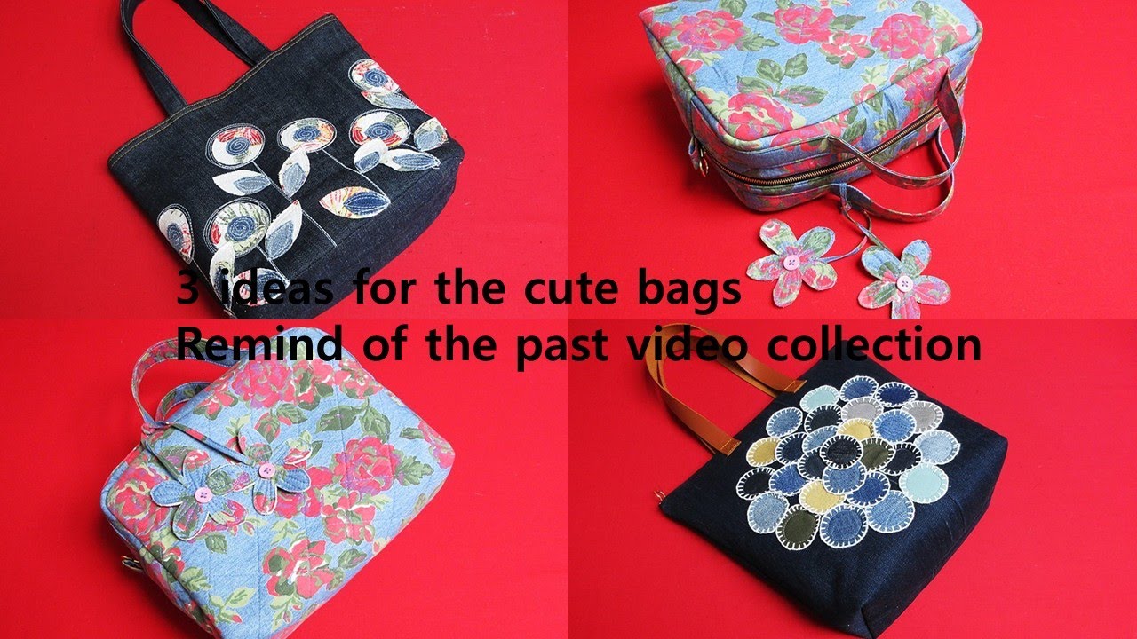 DIY"귀여운 가방" 을 위한 3종류 "깜짝" 아이디어!/flower applique tote/travel bag/hand stitch tote bag/old jeans