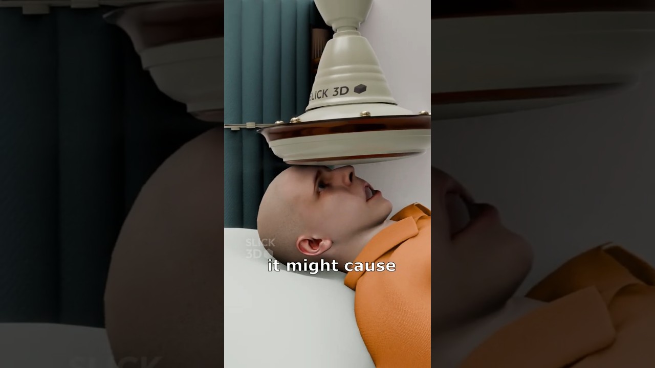 If a Ceiling Fan Falls on You&mdash;What Happens?!🤯💥 #3d #shortfeed #slick3d #animation #facts #ceilingfan