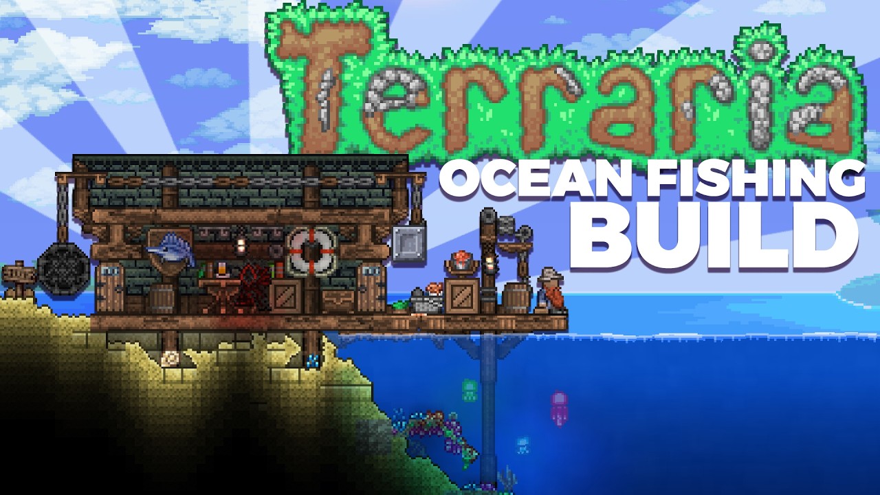 Постройка места для рыбалки в Terraria! | Постройка в океане в Terraria 1.4.5!