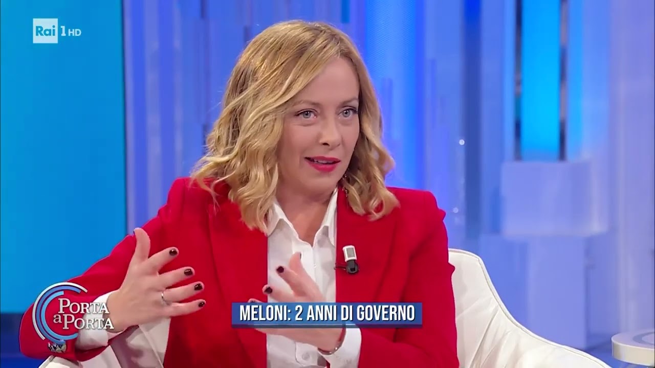 Giorgia Meloni a tutto campo a Porta a Porta intervistata da Bruno Vespa. Da non perdere