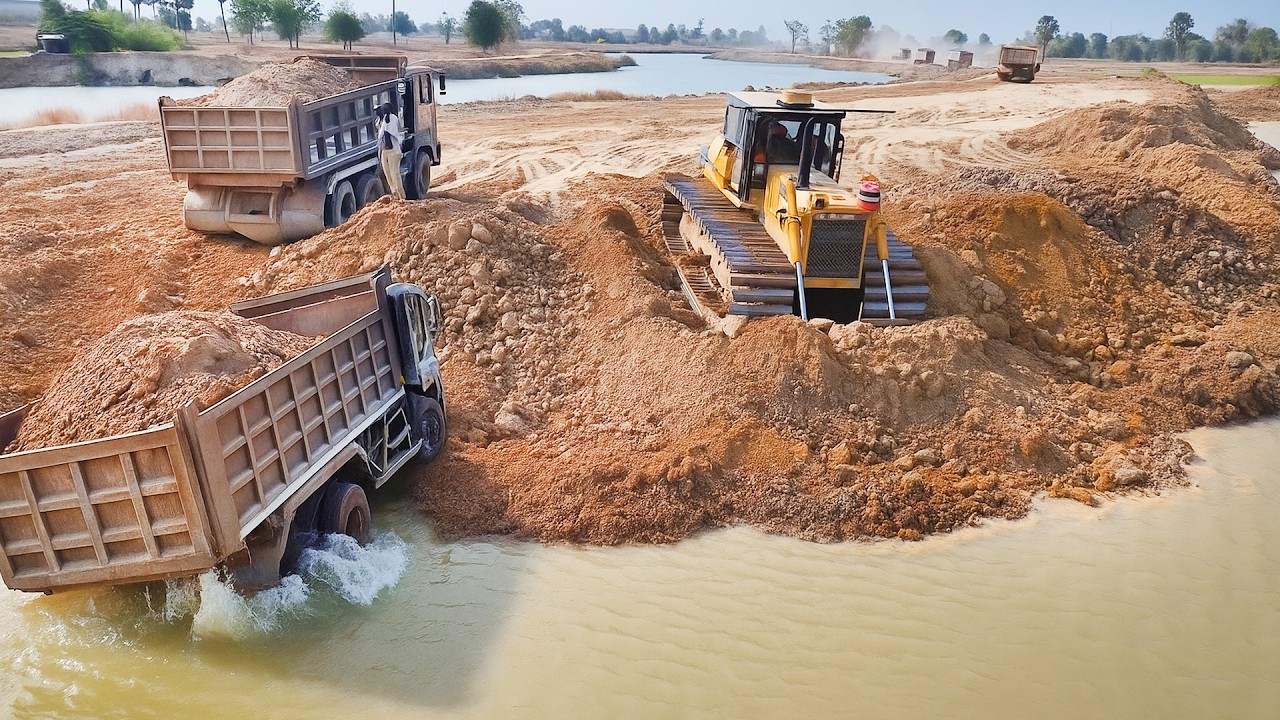 Extreme Bulldozer Working Skills!! KOMATSU D60P Upgrading Challenging Road Construction Site