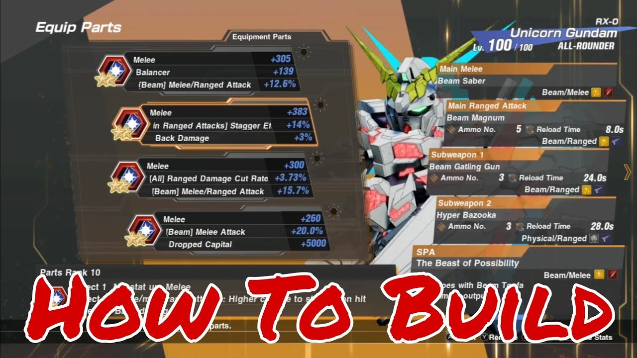 SD Gundam Battle Alliance: How To Build Unicorn Gundam Parts To Use