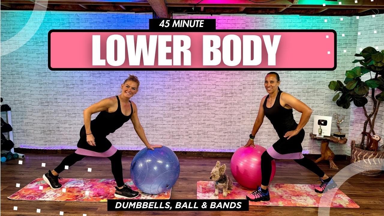 45 MIN LEG & BOOTY SCULPT 🔥  Dumbbells, Bands and a Ball