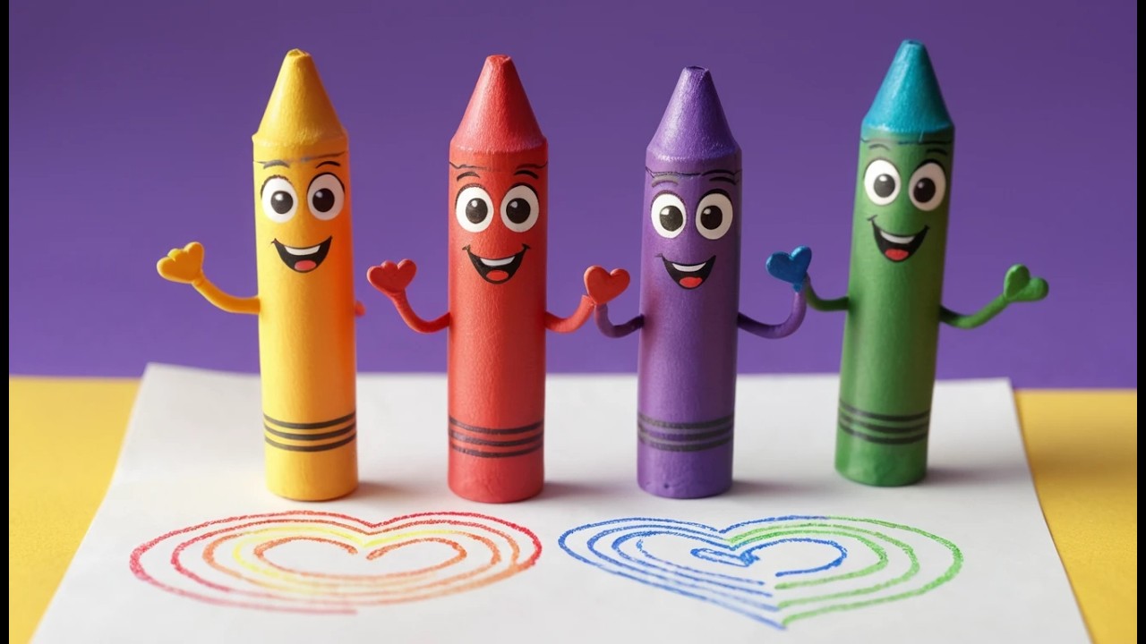 Cinco Pequeños Crayones de Juguete ¡Dibuja y Crea! | Canción de los Colores para Niños