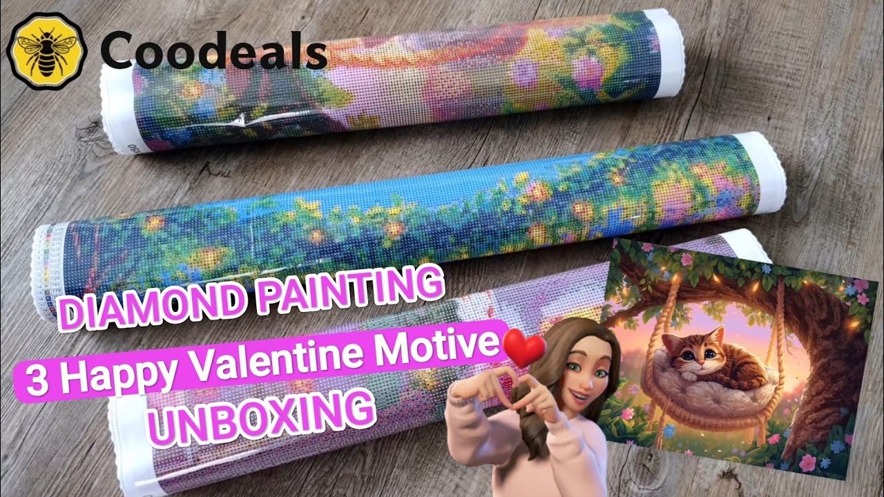 💎Diamond Painting Unboxing Coodeals|3 Happy Valentine Day Motive💖+16% Rabattcode 