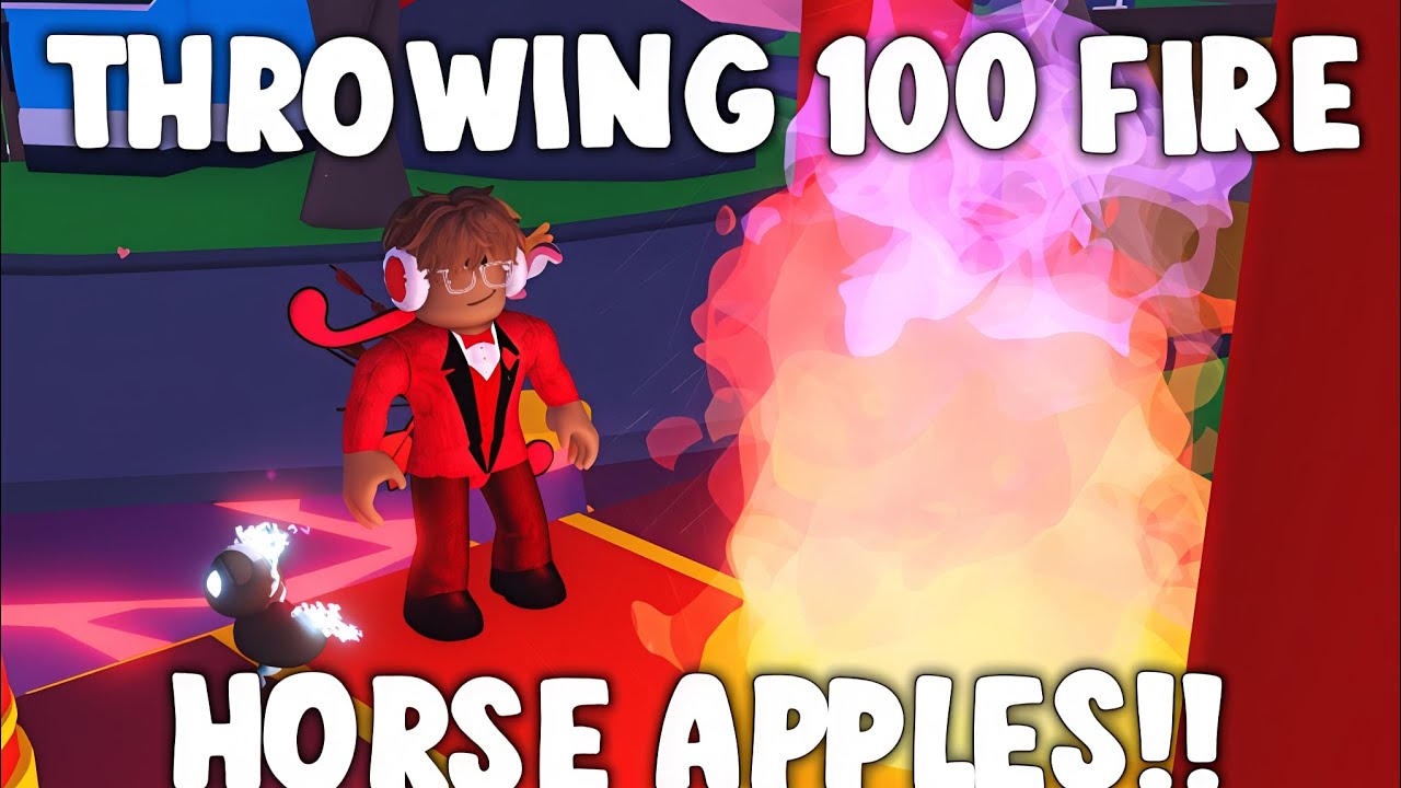 THROWING 100 FIRE HORSE APPLES IN ADOPT ME! (INSANE LUCK!) 