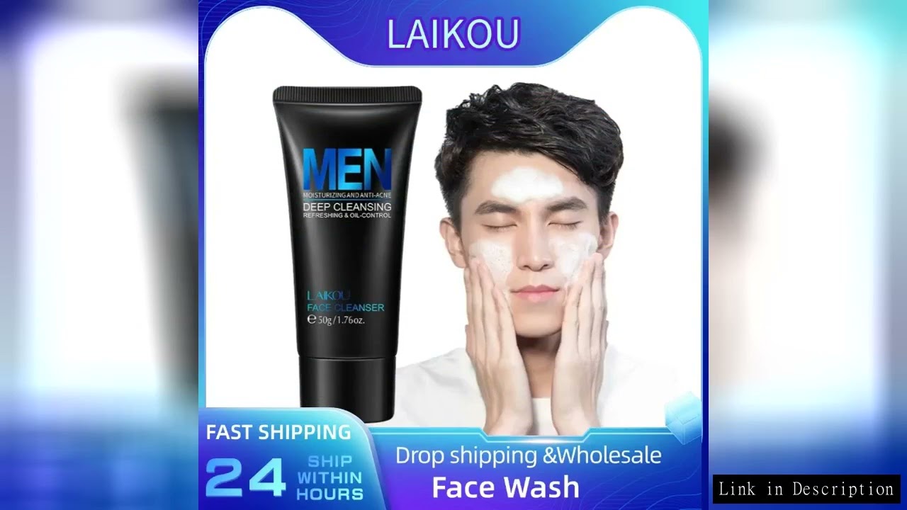 LAIKOU Men Facial Cleanser Face Wash Moisturizing Man Skin Care Oil Control Blackhead Remove Scrub M