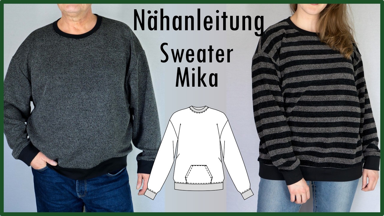 Oversized Sweater Mika nähen – Schnittmuster für Damen & Herren | Videoanleitung Schritt für Schritt