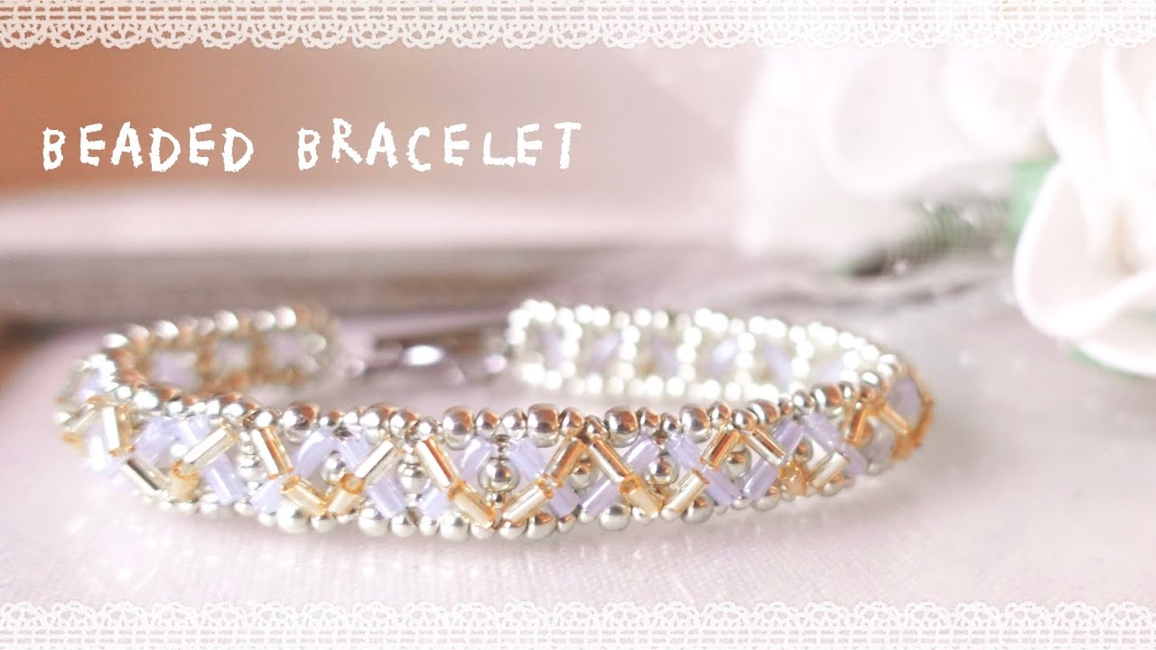 簡単✨2種類の竹ビーズを使って大人綺麗なビーズブレスレット✨ 作り方 Easy and Gorgeous Beaded Bracelet with bugle beads Tutorial DIY