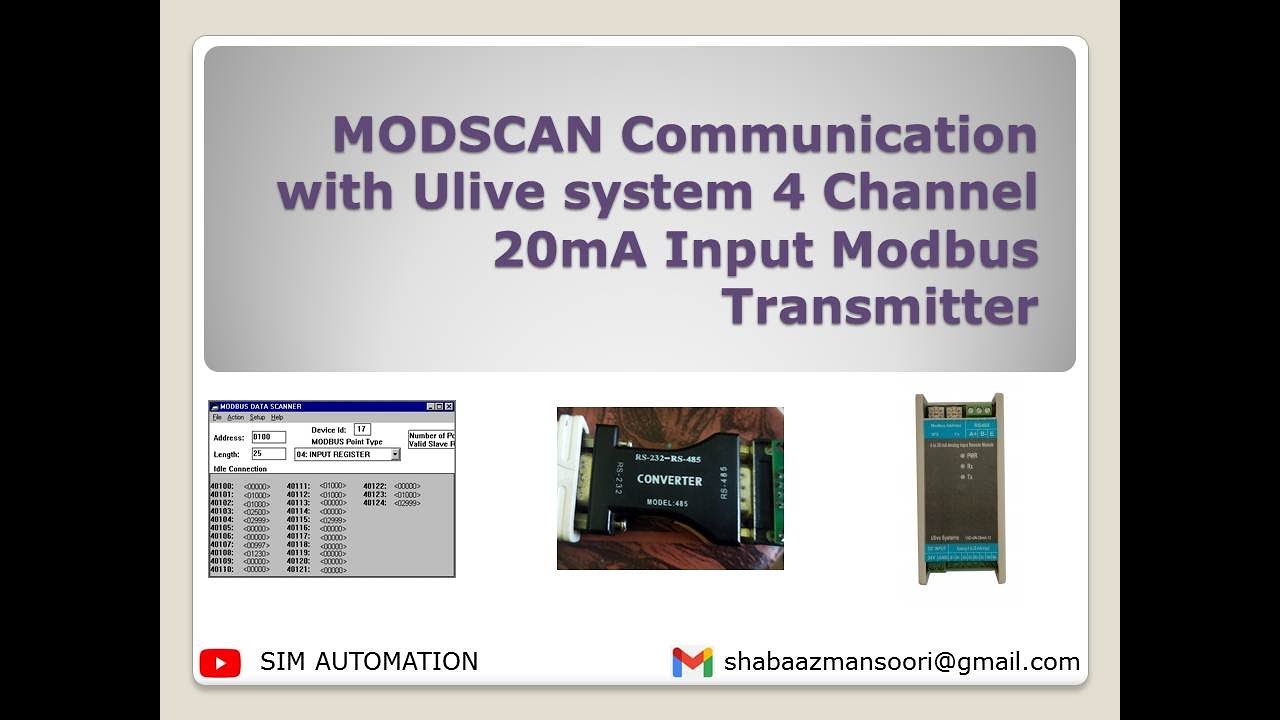 |MODSCAN| |Communication| with |ULIVE| |system |4-20mA| 4 Channel 20mA Input |Modbus| |Transmitter|