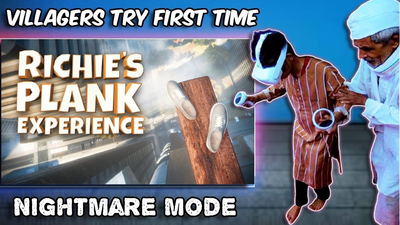 Villagers Try Richie’s Plank Experience On Oculus Quest 2 ! Tribal People Try Richies Plank VR
