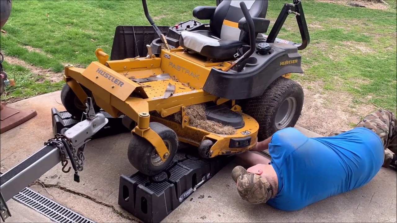 Hustler Zero Turn Mower oil change - blade sharpen - grease - air - ready for spring  54