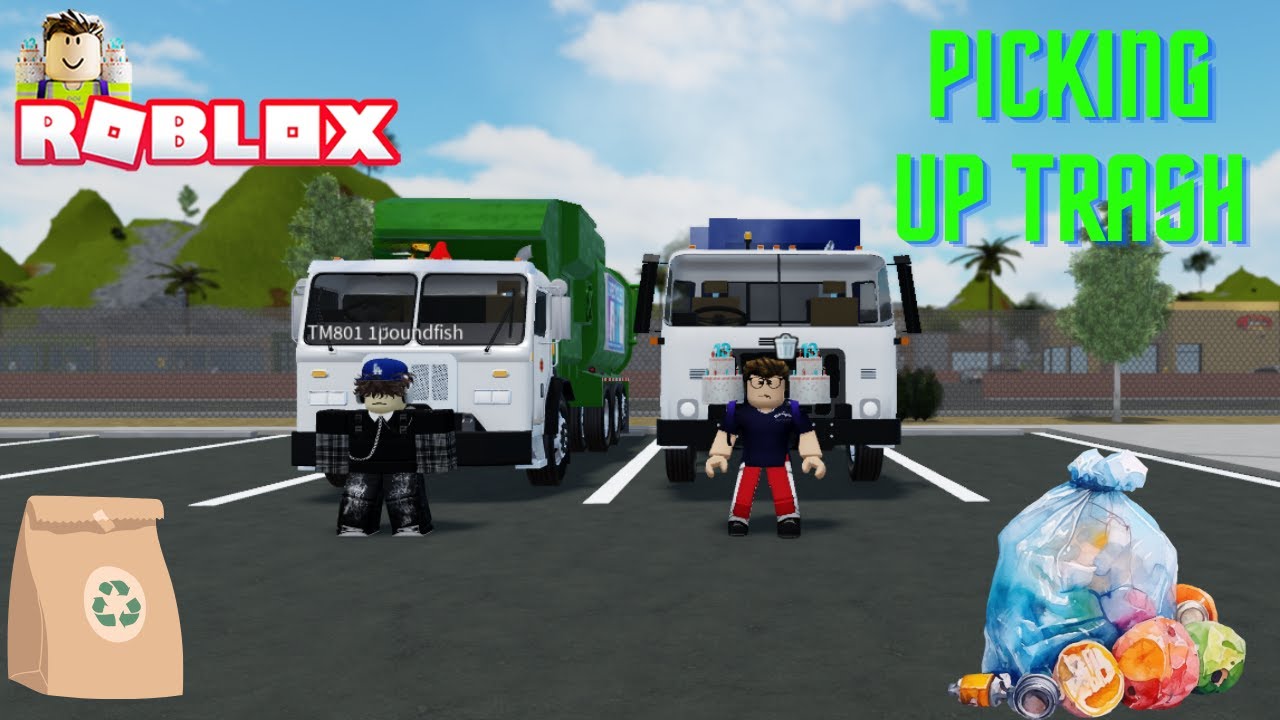 Roblox Garbage truck game, working with Jacob picking up bins. #roblox #garbagetruck #trashbins