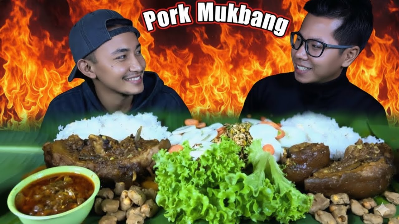 Oksha 2kg (pork) Mukbang with @aklongja777 / Ahanba YouTube Video 