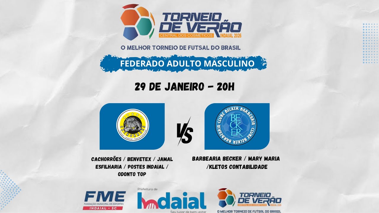 🔴 AO VIVO | Semi Final – 13ª Rodada do 39º Torneio de Verão de Indaial – Central dos Cosméticos