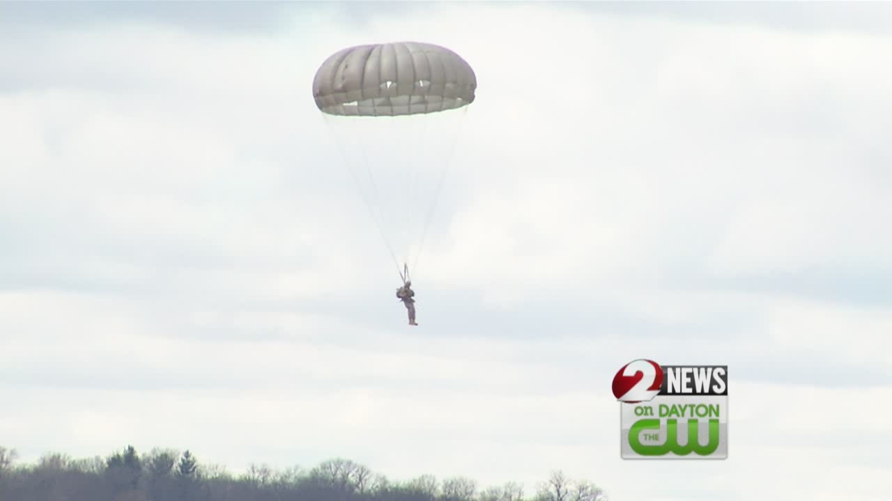 Paratroopers make jump onto airfield at WPAFB