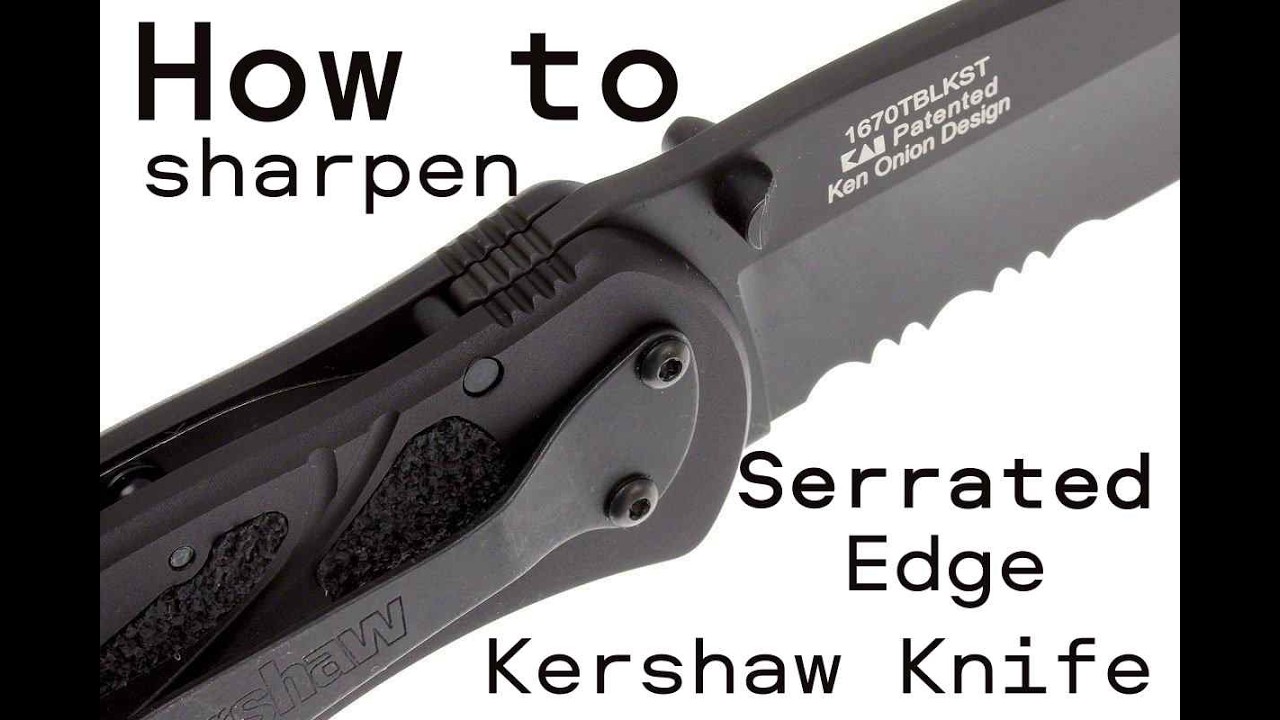Заточить этот нож Kershaw с зубчатым лезвием быстро и просто с помощью точилки для ножей Block Kn...
