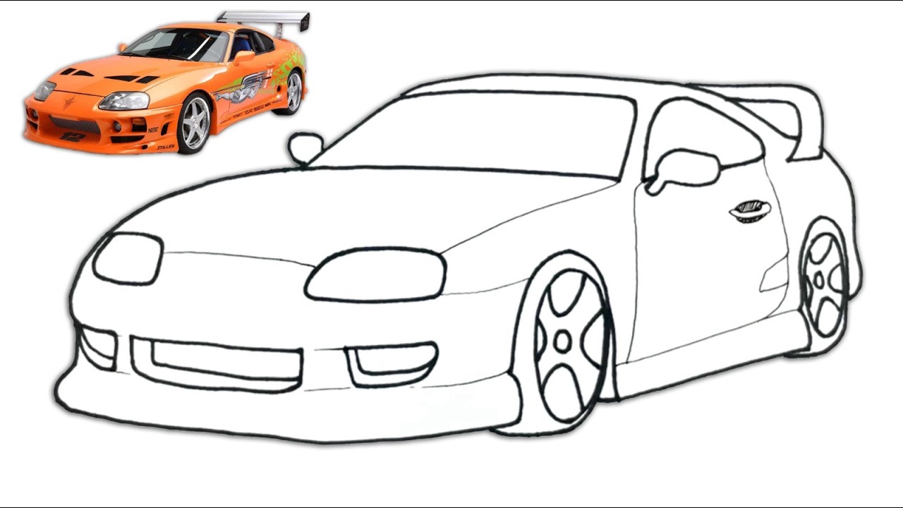 Toyota Supra Sketch Tutorial | Easy Outline to Realistic Finish