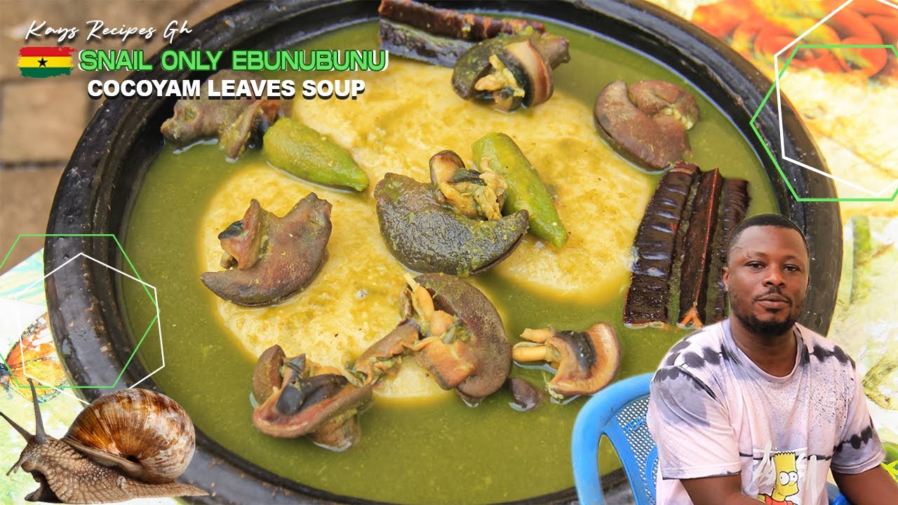 Lets Prepare The Perfect Snail Flavored Kontomire Soup | Delicious Ebunubunu Soup & Fufu
