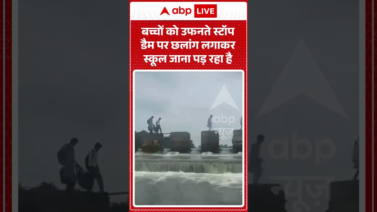 Viral Video | बच्चों को उफनते स्टॉप डैम पर छलांग लगाकर स्कूल जाना पड़ रहा है | #viral #school