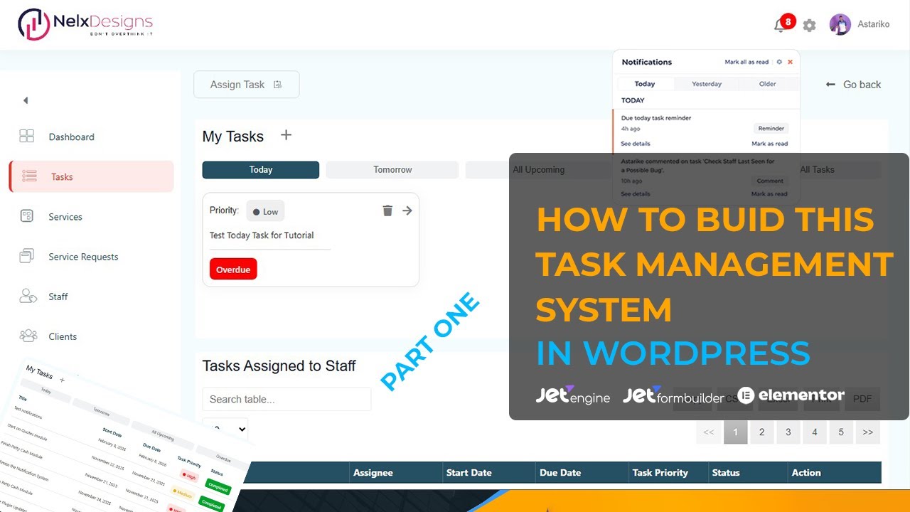 Step-by-Step WordPress Frontend Task System Tutorial (Part 1) — Dashboard + Task List from Scratch