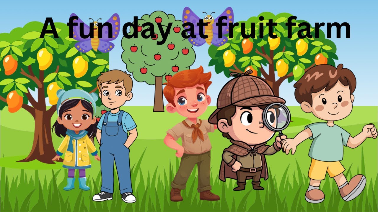 A fun day at the fruit farm, learning fruit names for kids. 
