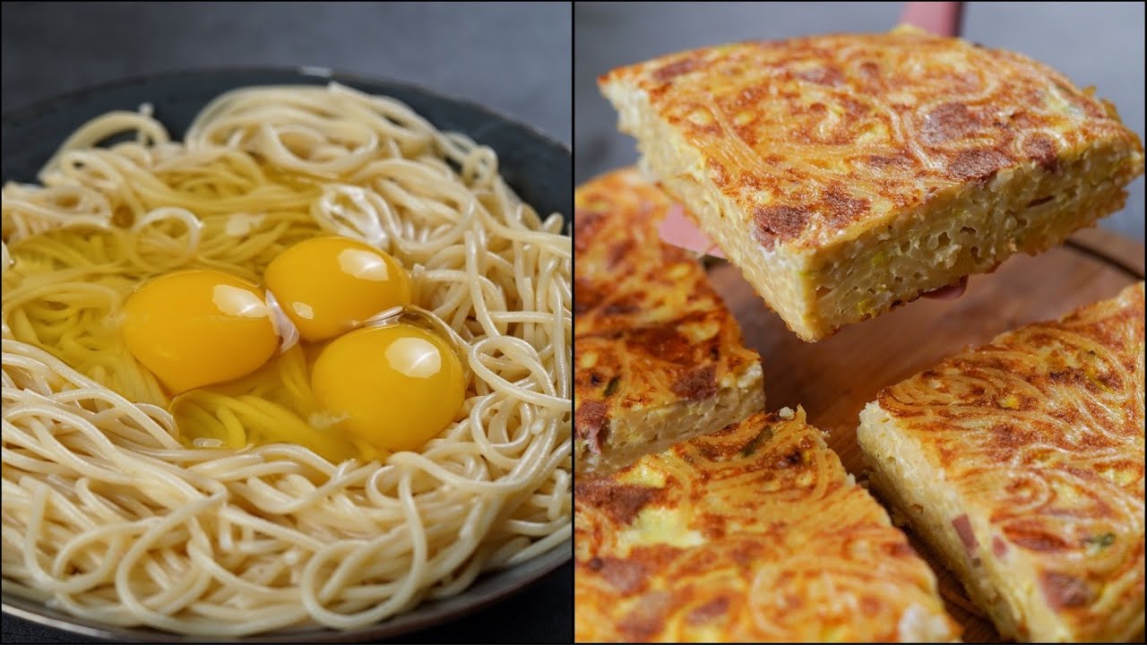 SPAGHETTI OMELETTE RECIPE | NEW RECIPE OF MAKING SNACKS | NOODLES CHEESE OMELETTE | N'Oven Foods