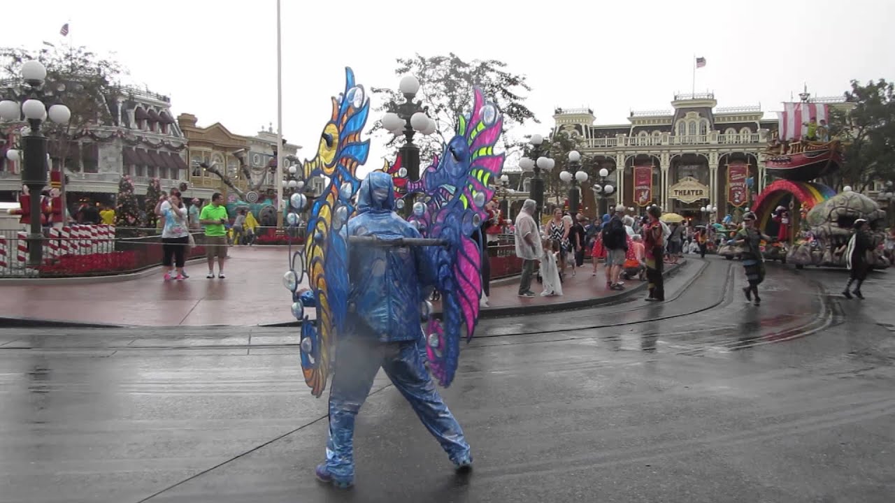 Festival of Fantasy Parade at the Magic Kingdom in the rain