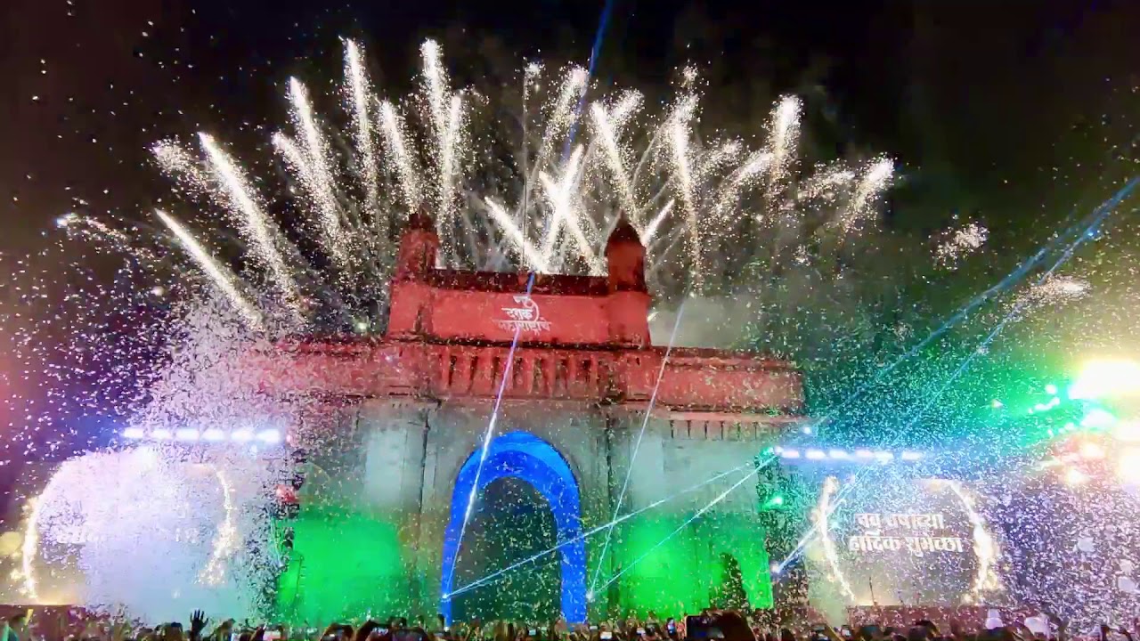 New year countdown celebration 2020 in India at mumbai gateway of India / happy New year 2020
