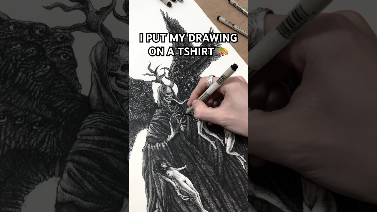 I put my drawing on a tshirt 🎨 #screenprinting #art #darkart #drawing #gothic #customclothing