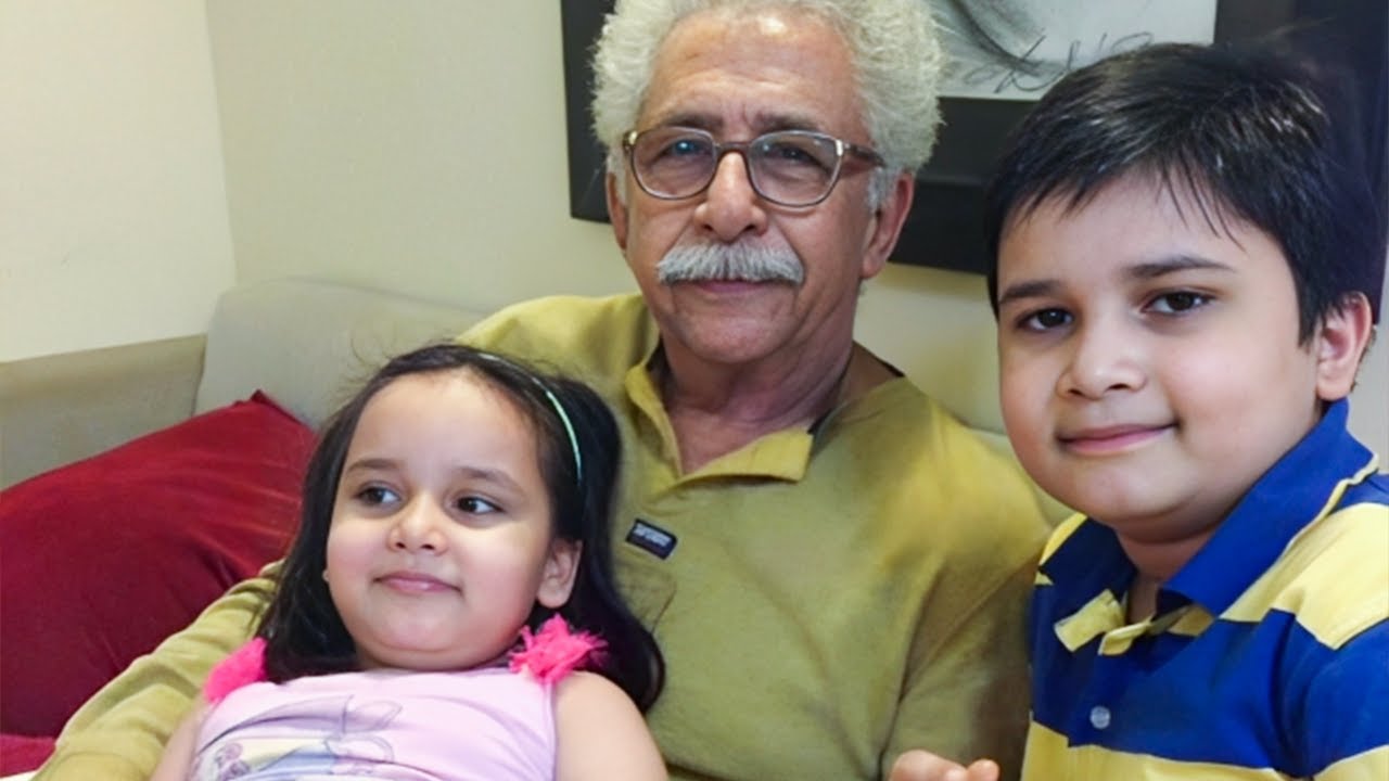 Famous Actor Naseeruddin Shah With His Grandchildren | First Wife, 2nd Wife, Parents, Son, Biography