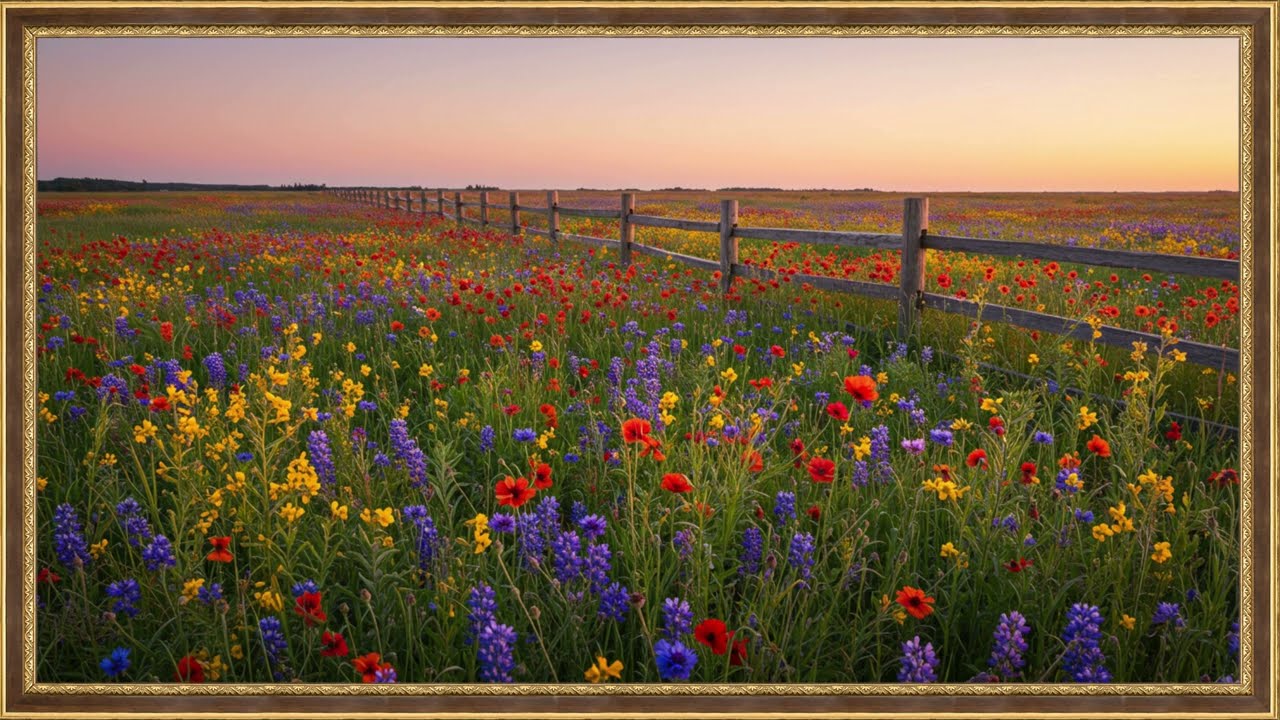 Frame TV Art Farm Wild Flowers Field | Wallpaper for TV | Screensaver Background for TV