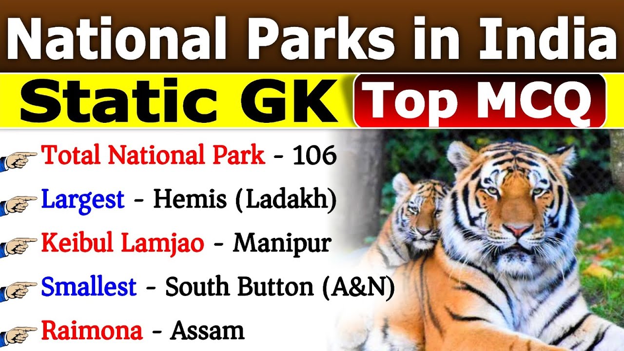 National Parks In India | Important Static Gk | भारत के राष्ट्रीय उद्यान | National Parks Gk MCQ #gk