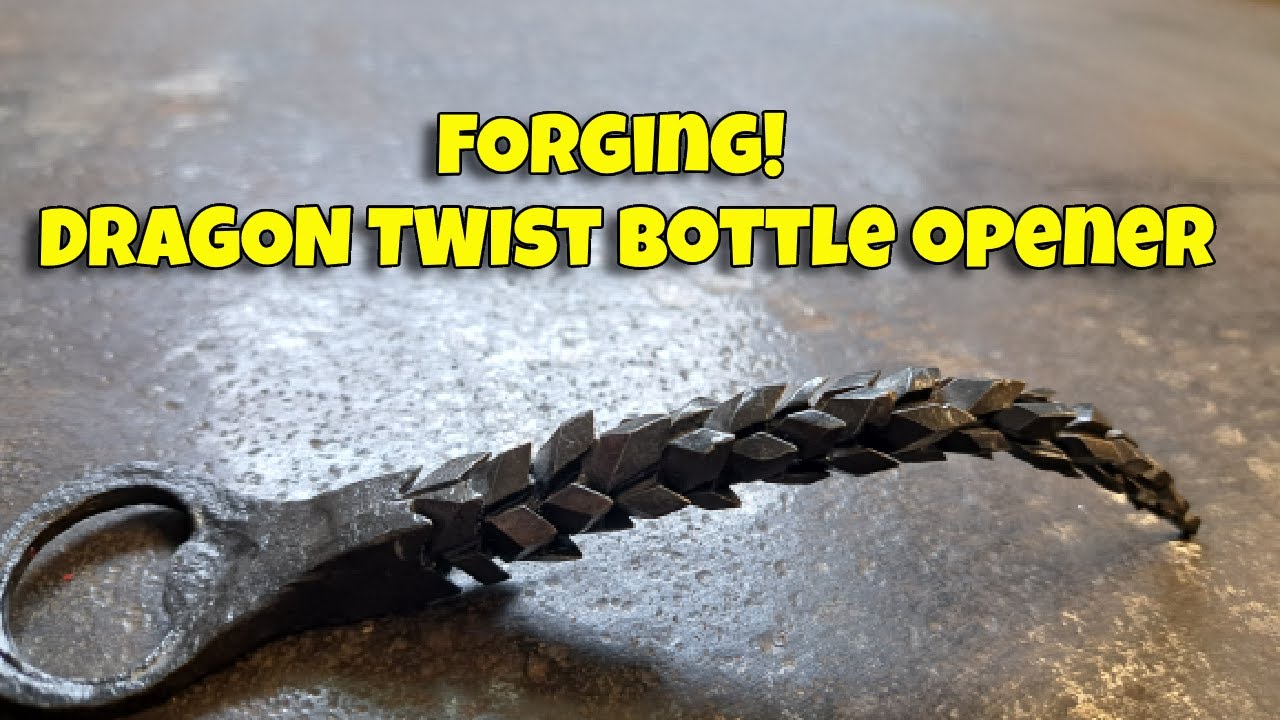 Forging a Dragon Twist Bottle Opener out of  Square Steel 